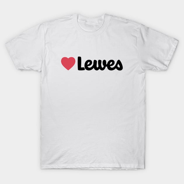 Lewes Heart Script T-Shirt by modeoftravel